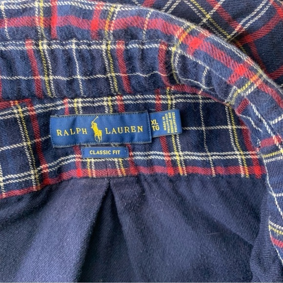 Ralph Lauren Men Size XL Shirt Button Down Top Blue Red Checkered Plaid Lined - Picture 7 of 8